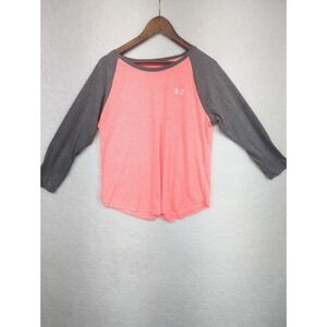 Under‎ Armour Women's Sleeve Loose Crew Neck Shirt Gray Pink L
